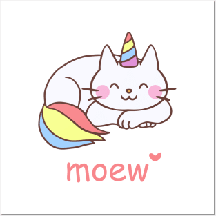 unicorn cat cute Posters and Art